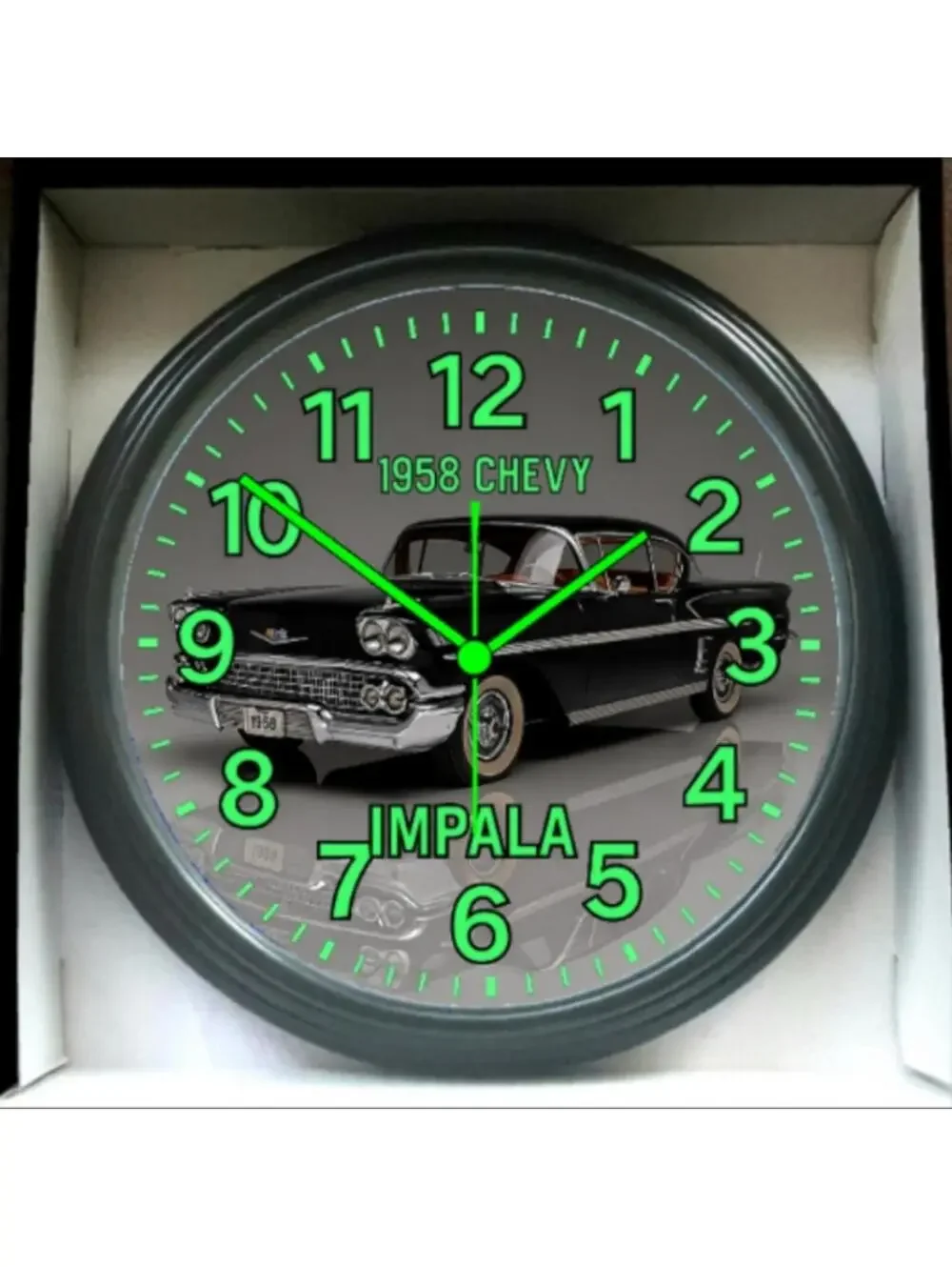 1958 Chevy Chevrolet Impala Glow In The Dark Wall Clock New!